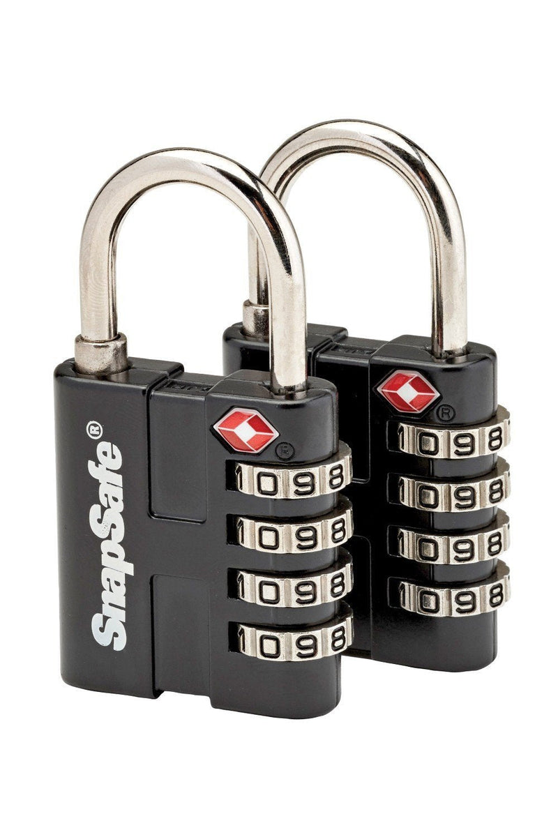 SnapSafe TSA Approved PadLocks 2 Pack, 76020 - All Metal 4 Digit Combination Locks with a Thick Shackle, Inspection Indicator, & Easy to Read Dials-Travel Lock for Hard Case Luggage/Gun Case/Backpacks - NewNest Australia