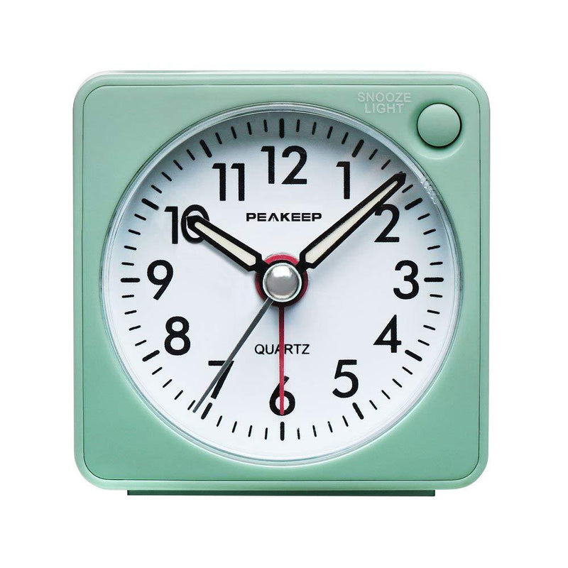 NewNest Australia - Peakeep Ultra Small, Battery Travel Alarm Clock with Snooze and Light, Silent with No Ticking Analog Quartz (Aquamarine) Aquamarine