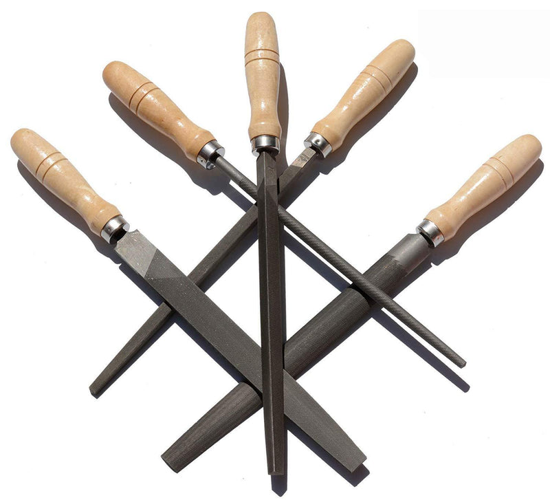 DS-Space High Carbon Steel File Set with Wooden Handles Rasp File for Wood, Metal, Plastic, 5 Pieces (Steel File, Medium) - NewNest Australia