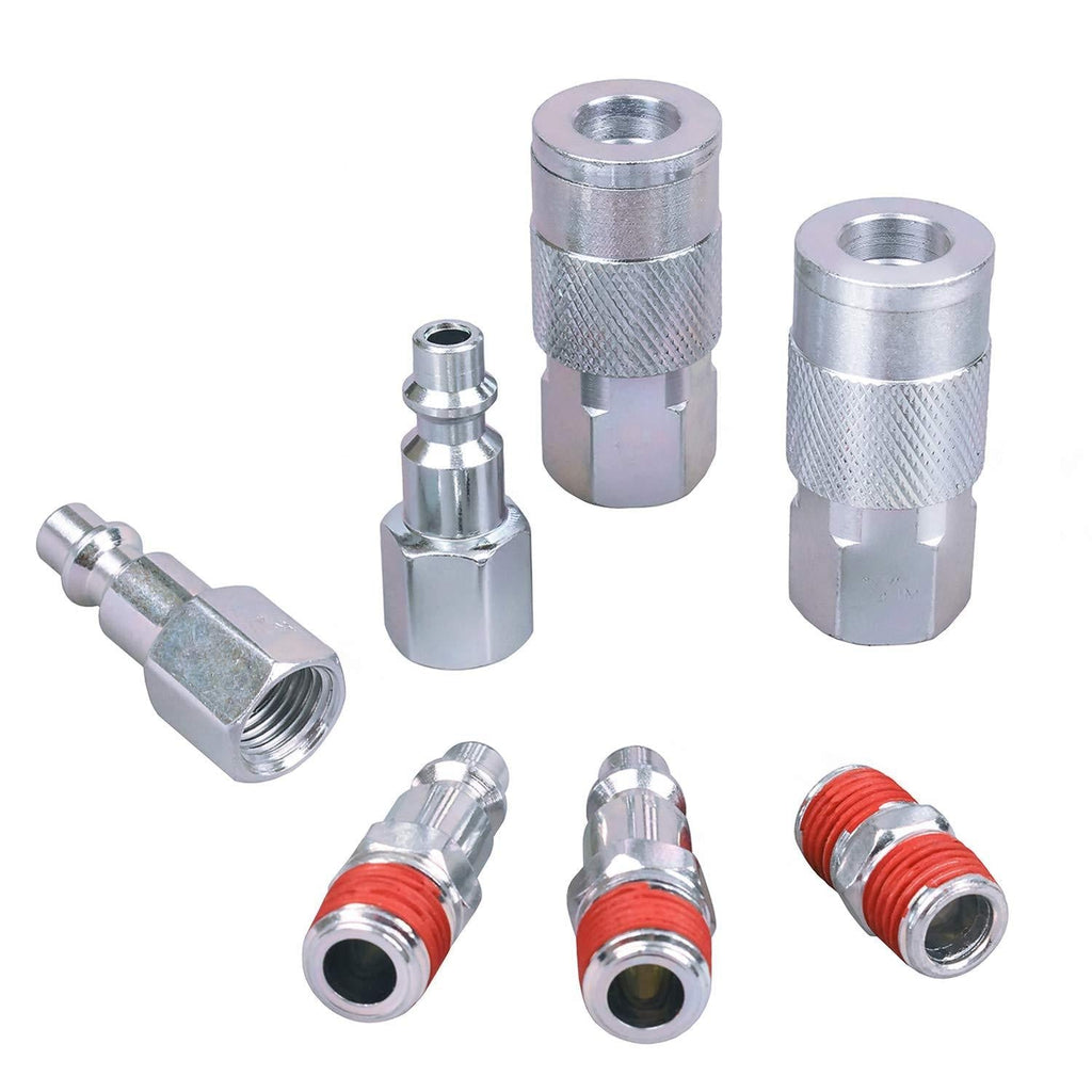 WYNNsky Air Coupler and Plug Kit, 1/4 Inch NPT Air Fittings Industrial Type, 7 Piece Air Compressor Accessories Kit - NewNest Australia