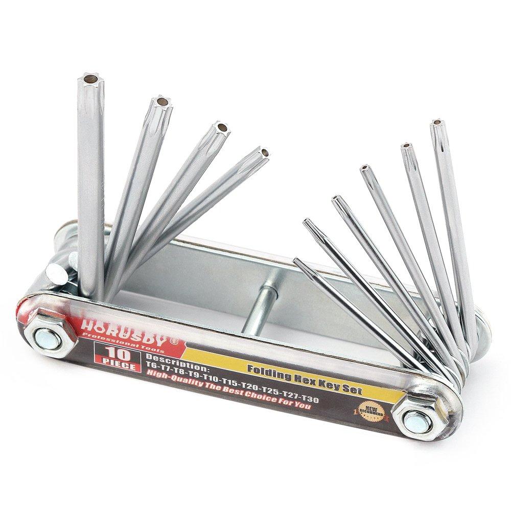 HORUSDY Tamper Proof Star Key Set (Folding) Security Torx Key Set Sizes Include T-6 to T-30 - NewNest Australia