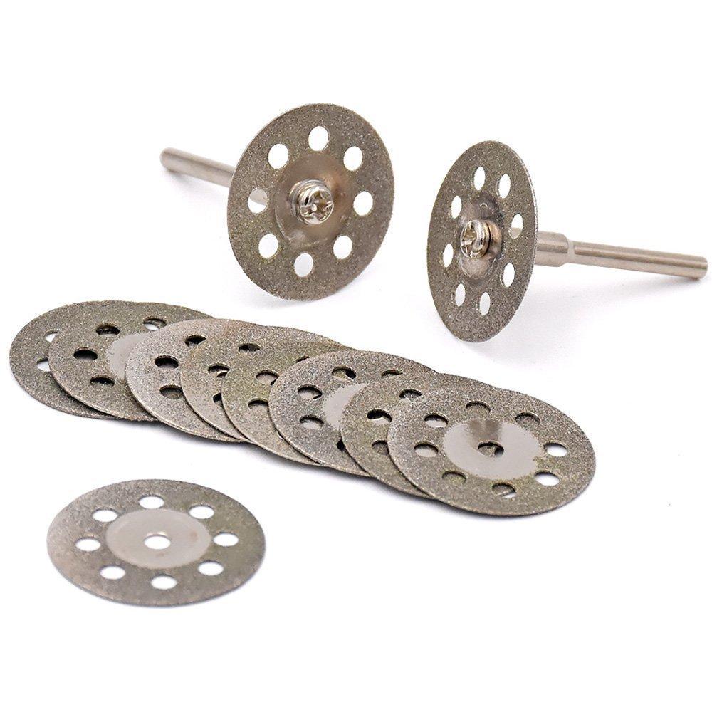 YEEZUGO 10 pcs Diamond Cutting Wheel Cut Off Discs Coated Rotary Tools W/Mandrel 22mm for Dremel - NewNest Australia