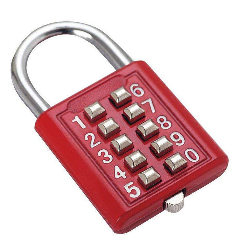 MUrldall-Button Combination Security Padlock Digital Lock Suitcase Luggage Drawer Door DIY Toolbox 10-bit Padlock, 5-Position Locking Mechanism red 5 Mechanism Key Blind Old Man Fixed Gym Toolbox - NewNest Australia