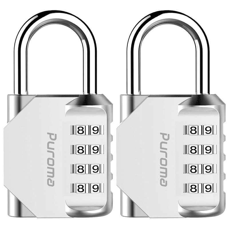 Puroma 2 Pack Combination Lock 4 Digit Outdoor Waterproof Padlock for School Gym Locker, Sports Locker, Fence, Toolbox, Gate, Case, Hasp Storage (Silver) Silver - NewNest Australia