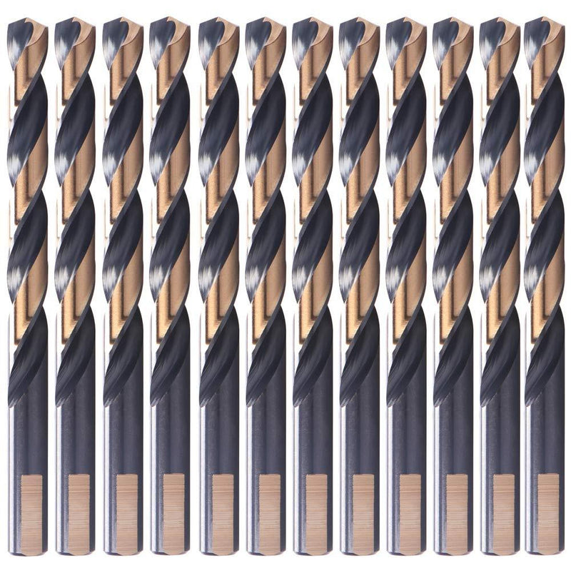 12 PCS,1/4", HSS Black and Gold Coated Twist Drill Bits, Metal Drill, Ideal for Drilling on mild Steel, Copper, Aluminum, Zinc Alloy etc. Pack in Plastic Bag - NewNest Australia