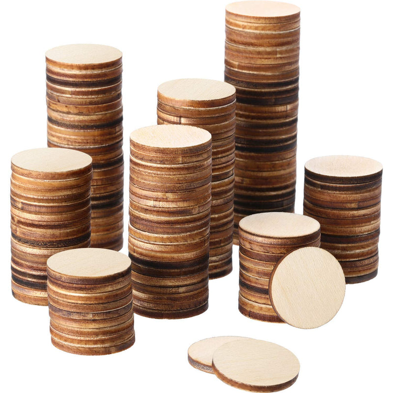 BOAO 200 Pieces 1 Inch Unfinished Wood Slices Round Disc Circle Wood Pieces Wooden Cutouts Ornaments for Craft and Decoration - NewNest Australia