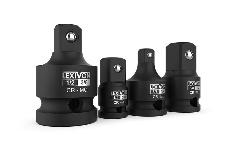 LEXIVON Impact Socket Adapter and Reducer 4-Piece Set | 1/4" - 3/8" - 1/2" Impact Driver Conversions, Chrome Molybdenum Alloy Steel (LX-112) - NewNest Australia