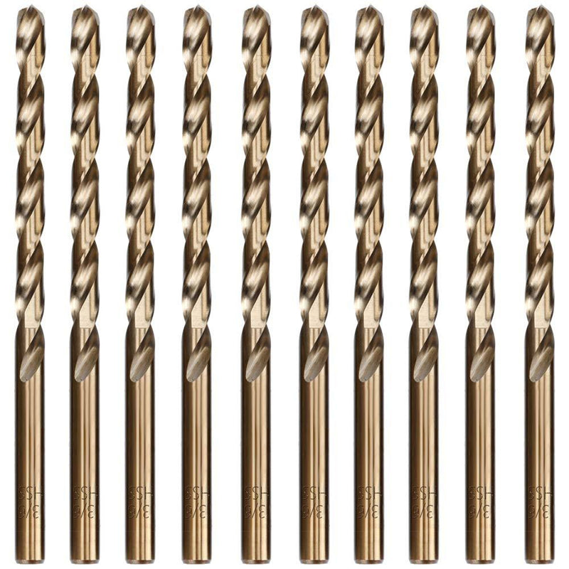 Hymnorq M35 Cobalt Steel Fractional 13/64 Inch Dia. x 3.62 Inch Long Twist Drill Bit Set of 10pcs, Jobber Length and Round Shank, 135 Degree Split Point Heat Resistant for Stainless Steel 13/64"(10pcs) - NewNest Australia