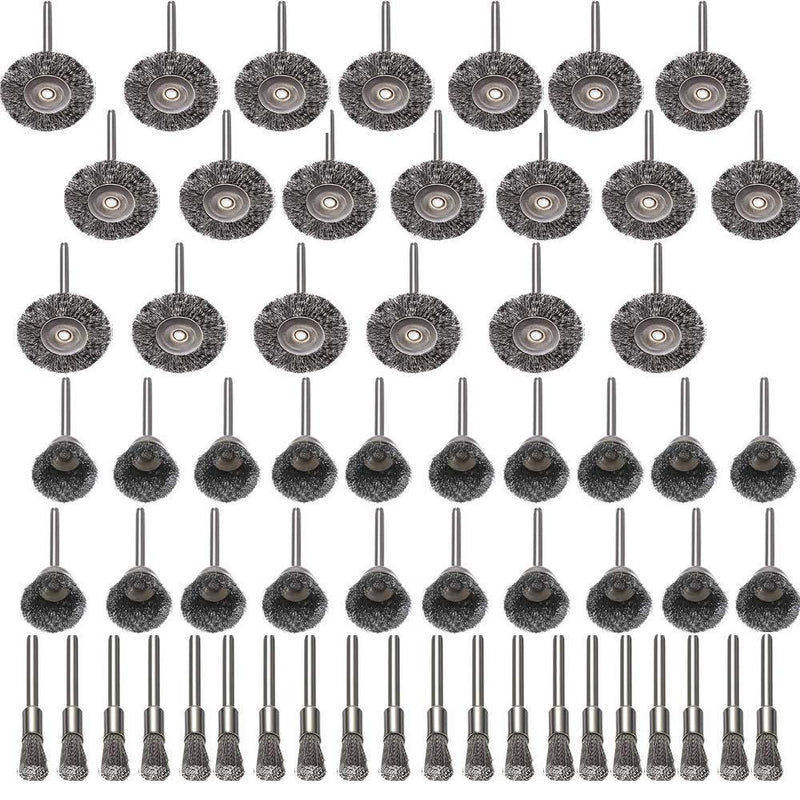 60 Pcs Wire Brushes Set, Rocaris Steel Wire Wheels Pen Brushes Set Kit Accessories for Dremel Rotary Tool - NewNest Australia