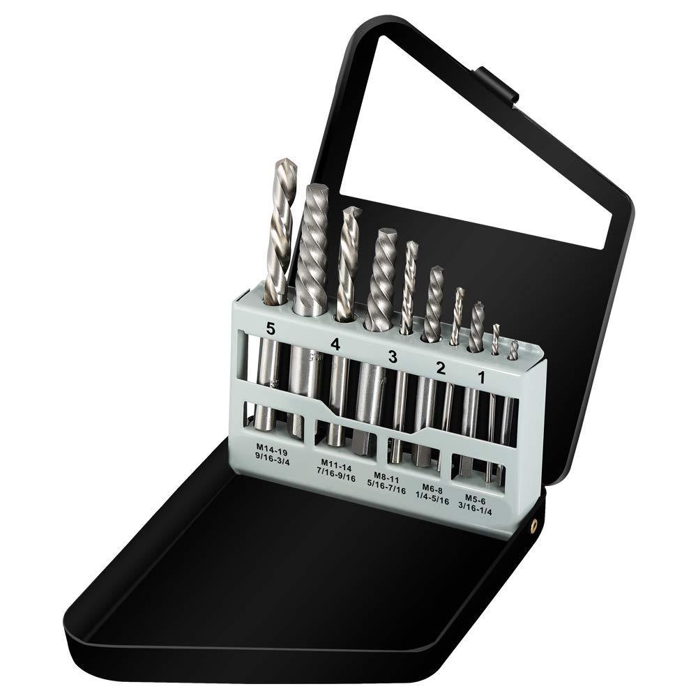 COMOWARE Screw Extractor & Left Hand Drill Bit Set- Broken Bolt Remover HSS M2, 10pcs with Metal Index Case - NewNest Australia