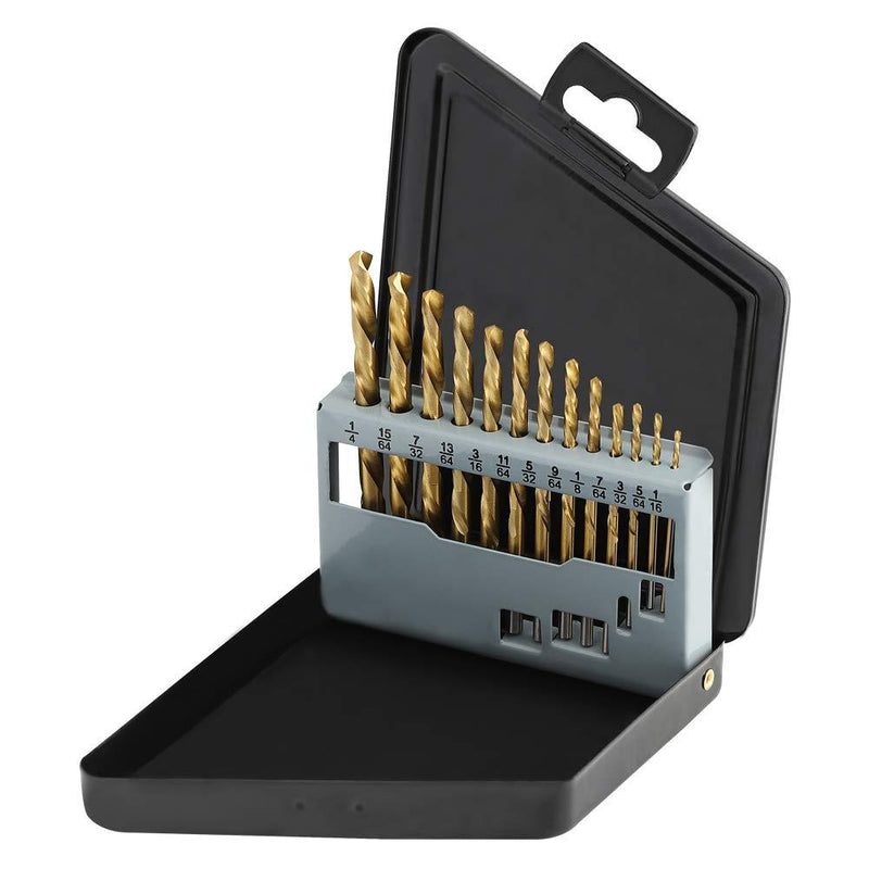 COMOWARE Left Hand Drill Bit Set, 13 Piece | M2 HSS with Titanium Nitride Coating | SAE (1/16" - 1/4") 13 pieces - NewNest Australia