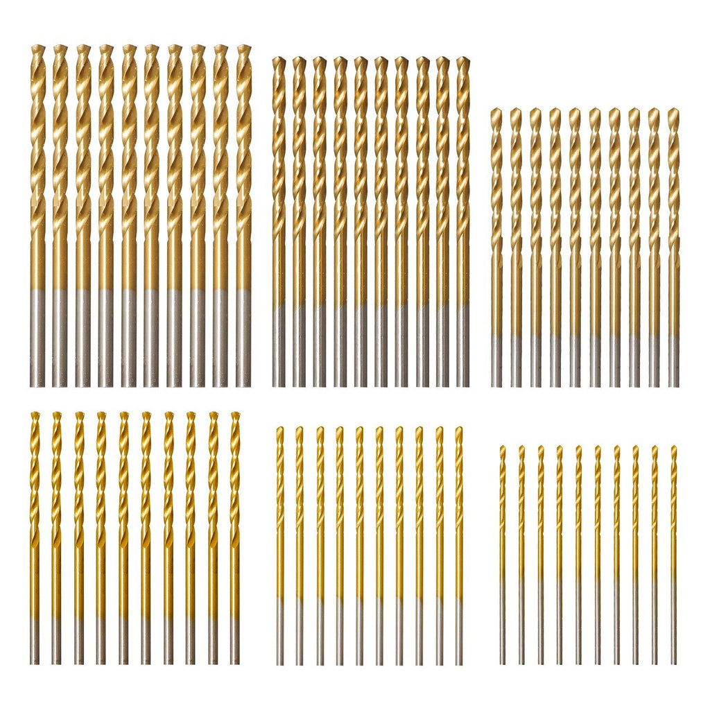 amoolo Titanium Drill Bit Set (60 pcs), Premium 4341 HSS Micro Drill Bits for Wood, Metal, Steel, Plastic, Aluminum Alloy, 3/64"-1/8" 3/64"-1/8" - NewNest Australia