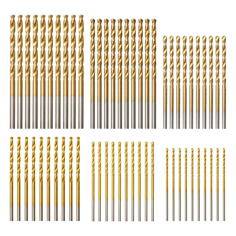 amoolo Titanium Drill Bit Set (60 pcs), Premium 4341 HSS Micro Drill Bits for Wood, Metal, Steel, Plastic, Aluminum Alloy, 3/64"-1/8" 3/64"-1/8" - NewNest Australia