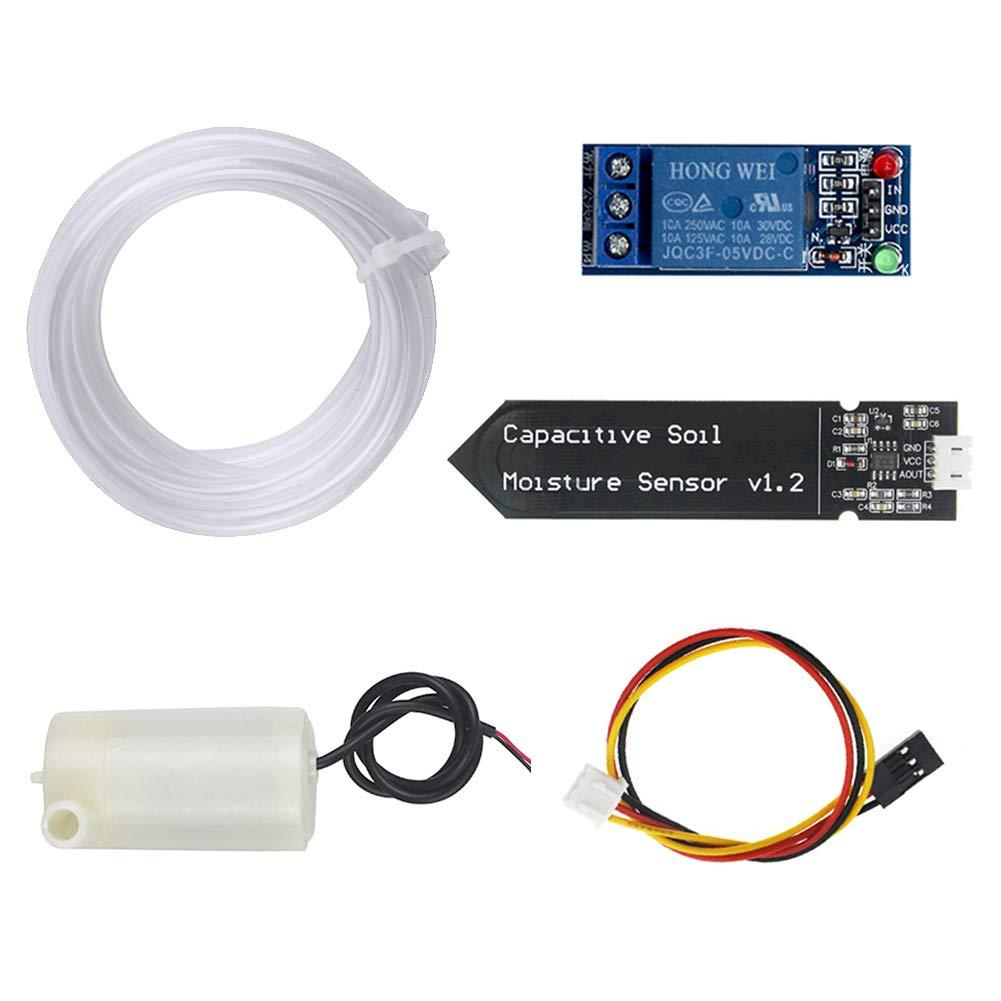 WayinTop Automatic Irrigation DIY Kit Self Watering System with Capacitive Soil Moisture Sensor 1 Channel 5V Relay Module and Water Pump + 1M Vinyl Tubing for Garden Plant Flower Herb Potted - NewNest Australia