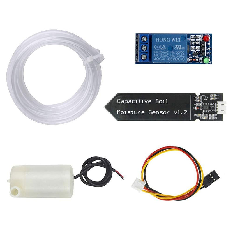 WayinTop Automatic Irrigation DIY Kit Self Watering System with Capacitive Soil Moisture Sensor 1 Channel 5V Relay Module and Water Pump + 1M Vinyl Tubing for Garden Plant Flower Herb Potted - NewNest Australia