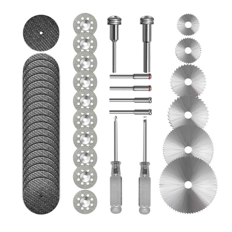 Cutting Wheel Set 36pcs for Rotary Tool, HSS Circular Saw Blades 6pcs, Resin Cutting Discs 20pcs, 545 Diamond Cutting Wheels 10psc with 2 Screwdrivers - NewNest Australia