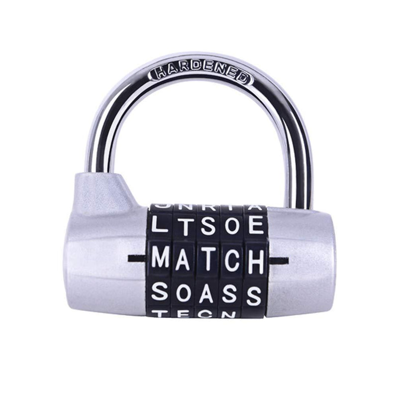 Combination Padlock - 5 dials, Locker Locks Set Your own Word Combination Padlock, 1 Pack, (Silver) Silver-01 - NewNest Australia