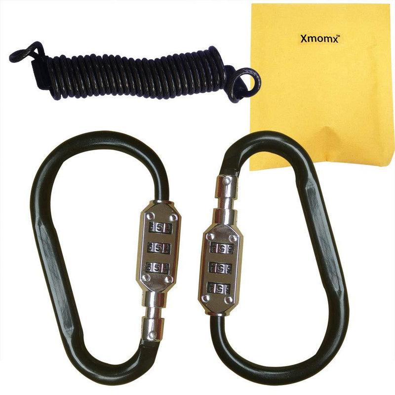 Xmomx 2 pcs Zine-Alloy Black Lock Carabiners Resettable 3 Dial Digit Combination Password Code Lock Padlock for Suitcase Luggage Travel Baggage Backpack + Spring Reminder Cable - NewNest Australia