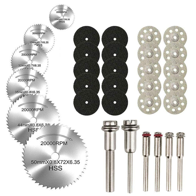 Cutting Discs for Dremel Rotary Tool, Diamond Metal Wood Cutting Wheels for Dremel, HSS Circular Saw Blades 6pcs with 1/8" Shank, Resin Cutting Discs 20pcs, 545 Diamond Cutting Wheels 10psc - NewNest Australia