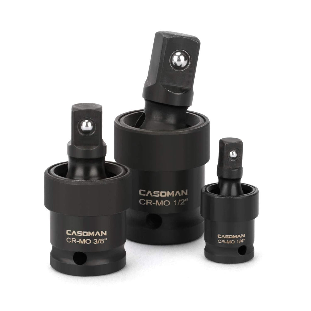 CASOMAN 3-Piece Impact Universal Joint Set - 1/4", 3/8" and 1/2" Drive, CR-MO, Impact Grade, U-Joint Sockets Swivel - NewNest Australia