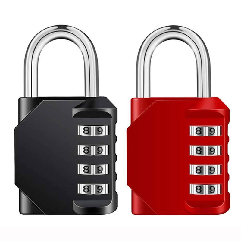 Emoly 2 Pack Combination Lock 4 Digit Padlock for School Gym Locker, Sports Locker, Fence, Toolbox, Case, Hasp Storage (Black&Red) - NewNest Australia