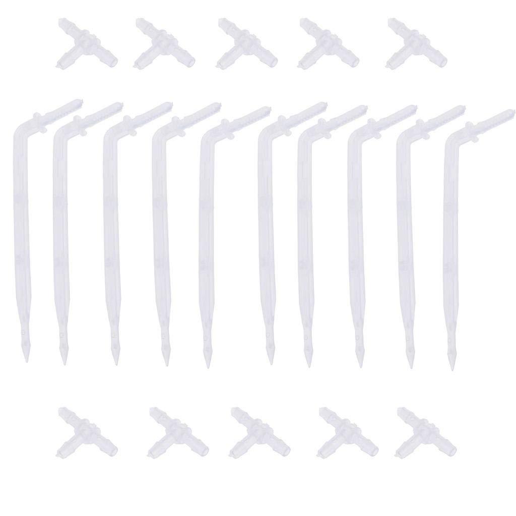 CoscosX 10 Sets White Drip Emitters with 3-Way Connector Curved Arrow Dripper Potted Plants Bend Sprinklers Garden Automatic Irrigation System for 4/7mm Hose Patio Watering Cooling Irrigation Kit - NewNest Australia