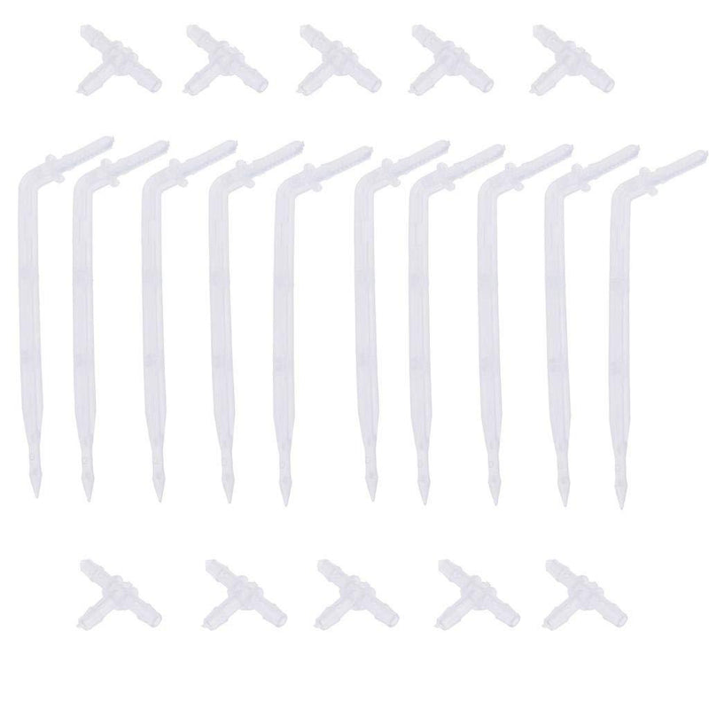 CoscosX 10 Sets White Drip Emitters with 3-Way Connector Curved Arrow Dripper Potted Plants Bend Sprinklers Garden Automatic Irrigation System for 4/7mm Hose Patio Watering Cooling Irrigation Kit - NewNest Australia