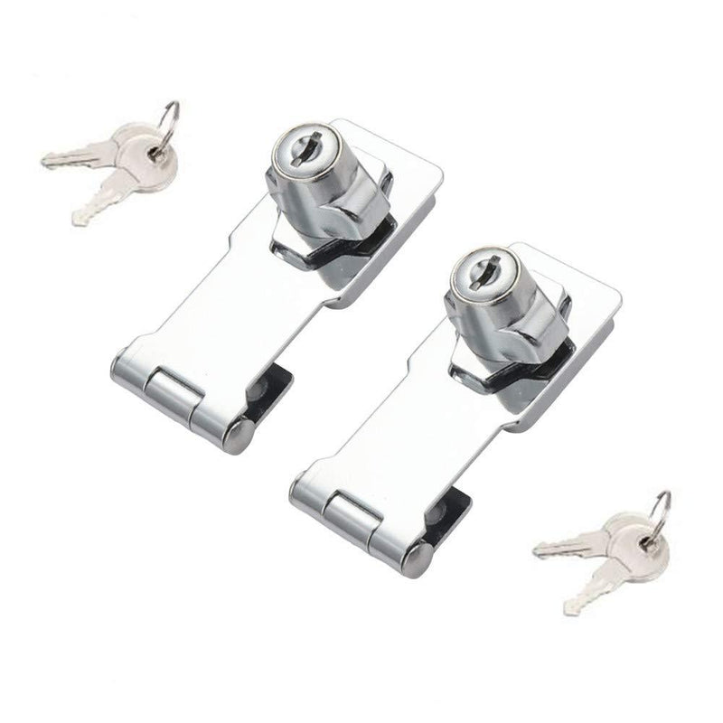 2 Packs Keyed Hasp Locks Twist Knob Keyed Locking Hasp for Small Doors, Cabinets and More,Stainless Steel Steel, Chrome Plated Hasp Lock Catch Latch Safety Lock (3Inch with Lock) 3Inch with Lock - NewNest Australia