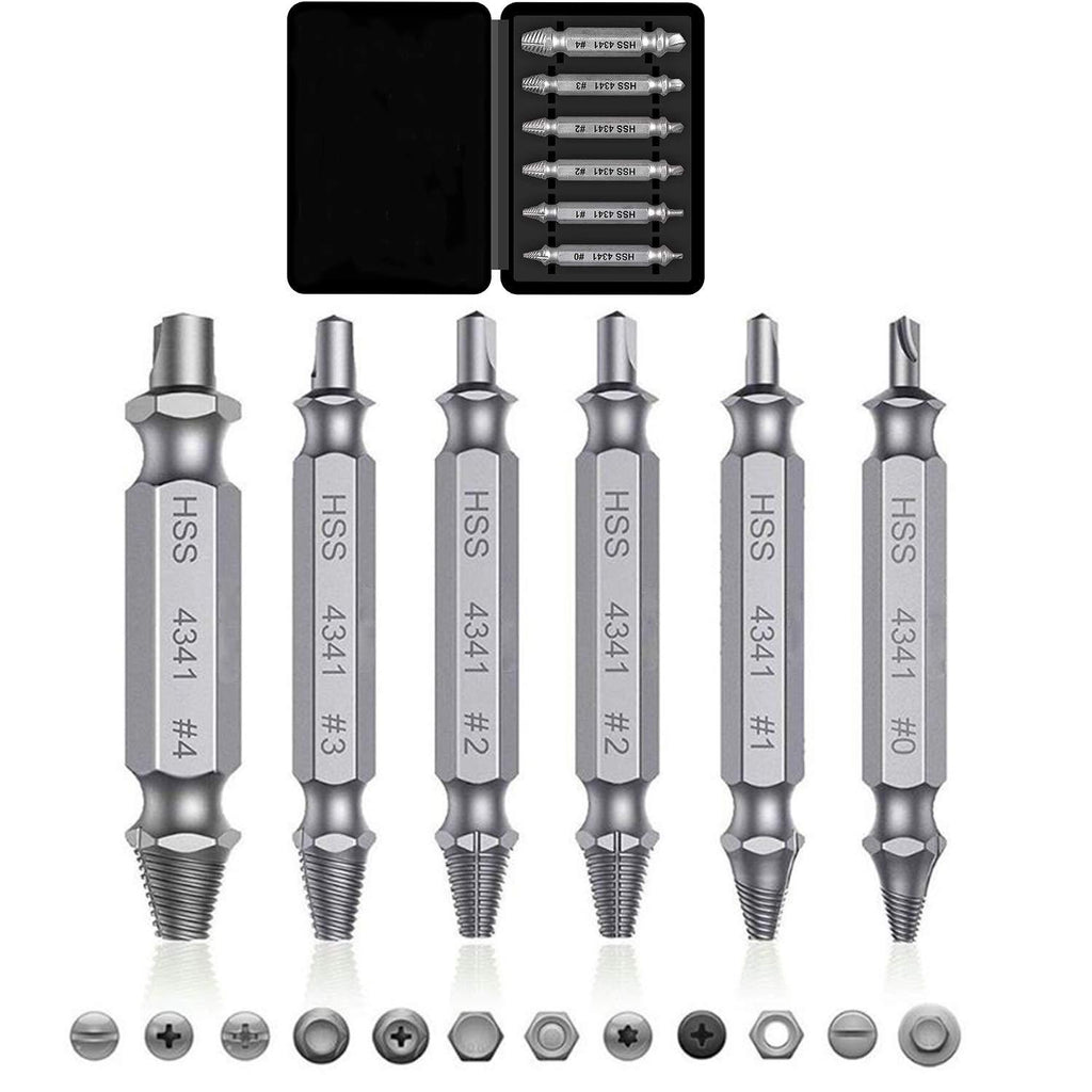 Damaged&Stripped Screw Extractor Remover Tool and Drill Bit Set. Broken Bolt Extractor and Screw Remover Set of 6 Pcs - NewNest Australia