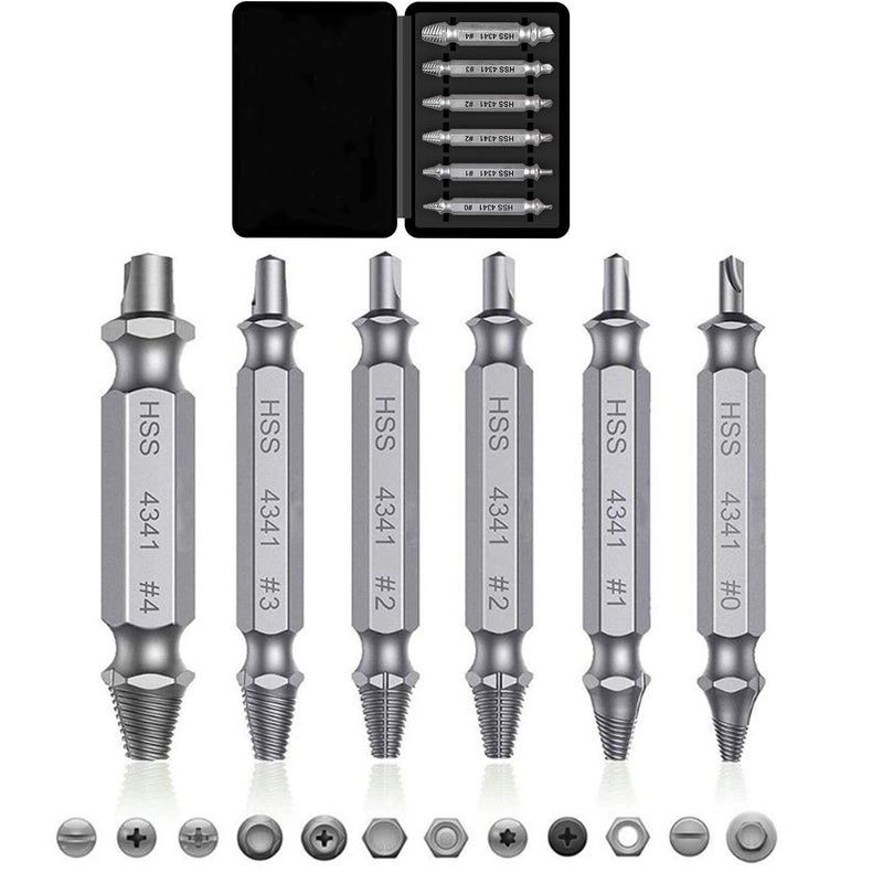 Damaged&Stripped Screw Extractor Remover Tool and Drill Bit Set. Broken Bolt Extractor and Screw Remover Set of 6 Pcs - NewNest Australia