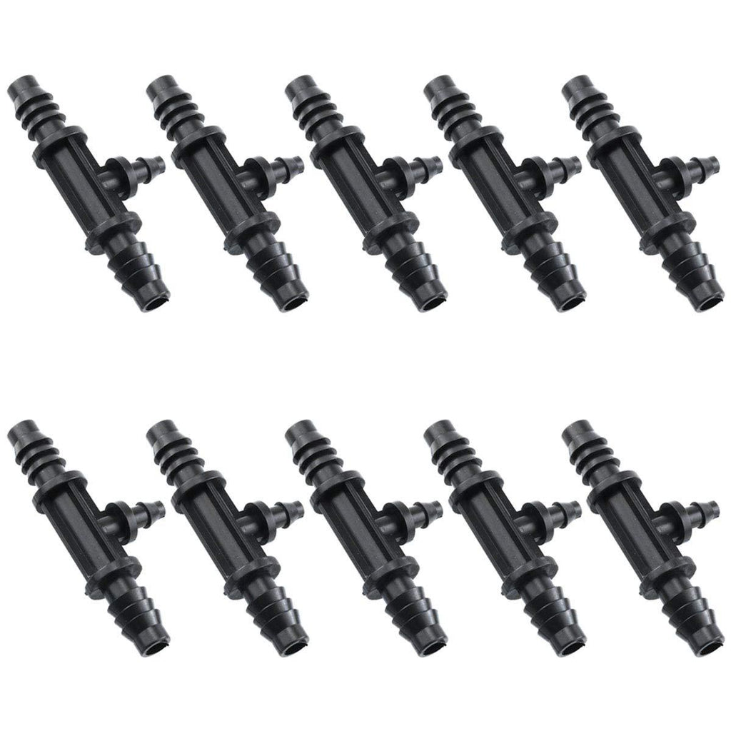 DGZZI Garden Hose Reducing Tee Barb Connector 10PCS Black 3/8 Inch to 1/4 Inch Greenhouse Drip Irrigation Water Splitter for 4 mm Drip Hose - NewNest Australia