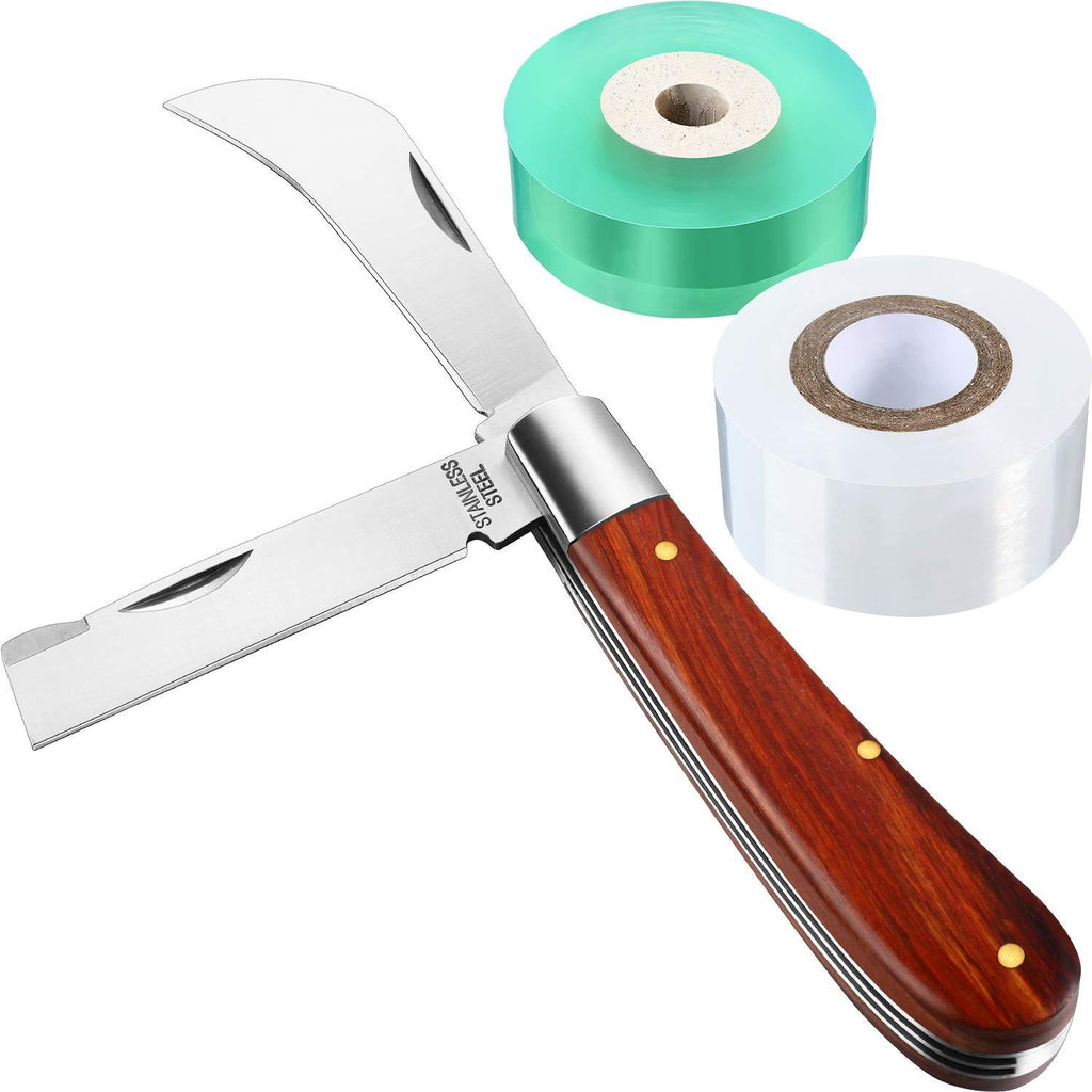 Grafting Gardening Knife for Pruning, Double Blades Garden Knife for Budding Pruning with 2 Rolls Grafting Tape Plants Repair Tapes for Floral Fruit Tree - NewNest Australia
