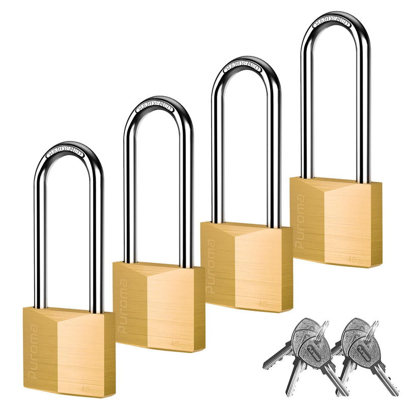 Puroma 4 Pack Keyed Padlock Waterproof Solid Brass Lock, 2.6 Inch Long Shackle for Sheds, Storage Unit School Gym Locker, Fence, Toolbox, Hasp Storage - NewNest Australia