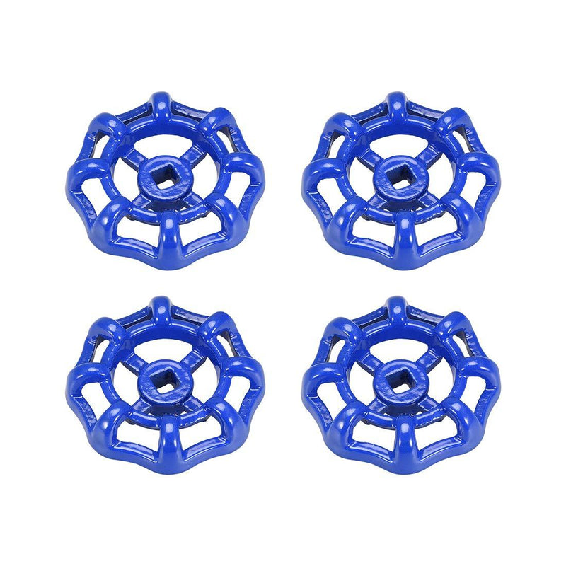 uxcell Metal Outside Faucet Round Wheel Handle, Square Broach 7x7mm, Wheel OD 64mm Paint Cast Steel Blue 4Pcs - NewNest Australia