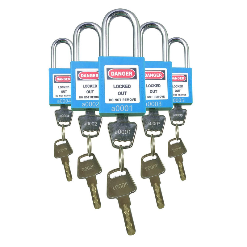 Lockout Tagout Lock 5pcs Set Loto Product Safety Padlocks for Lock Out Tag Out Stations and Devices (Blue, Key Alike) Blue - NewNest Australia