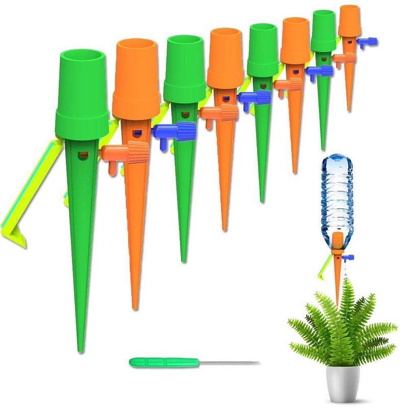 Self Plant Watering Spikes Auto Drippers Irrigation Devices Vacation Automatic Plants Water System with Adjustable Control Valve Switch Bracket Design for Houseplant, Gardenplant, Officeplant 12 Pack - NewNest Australia