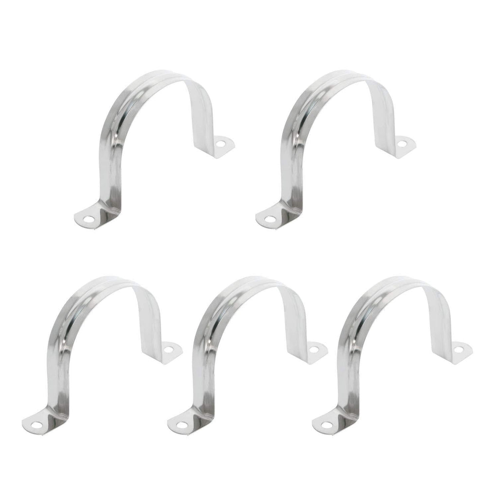 Aopin 60mm Rigid Pipe Strap Clamp 2 Holes Strap U Bracket Tube Strap Tension Clips 201 Stainless Steel, for Pipe Fixing, Silver, 5Pcs - NewNest Australia