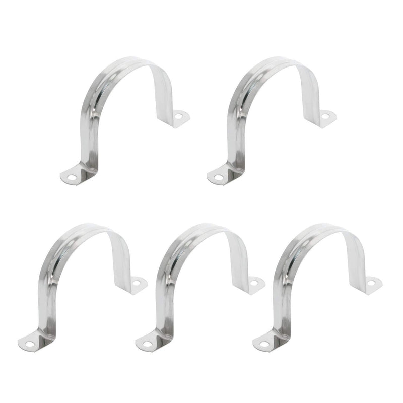Aopin 60mm Rigid Pipe Strap Clamp 2 Holes Strap U Bracket Tube Strap Tension Clips 201 Stainless Steel, for Pipe Fixing, Silver, 5Pcs - NewNest Australia