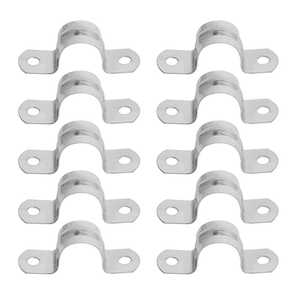 Aopin 20mm Rigid Pipe Strap Clamp 2 Holes Strap U Bracket Tube Strap Tension Clips 201 Stainless Steel, for Pipe Fixing, Silver, 10Pcs - NewNest Australia