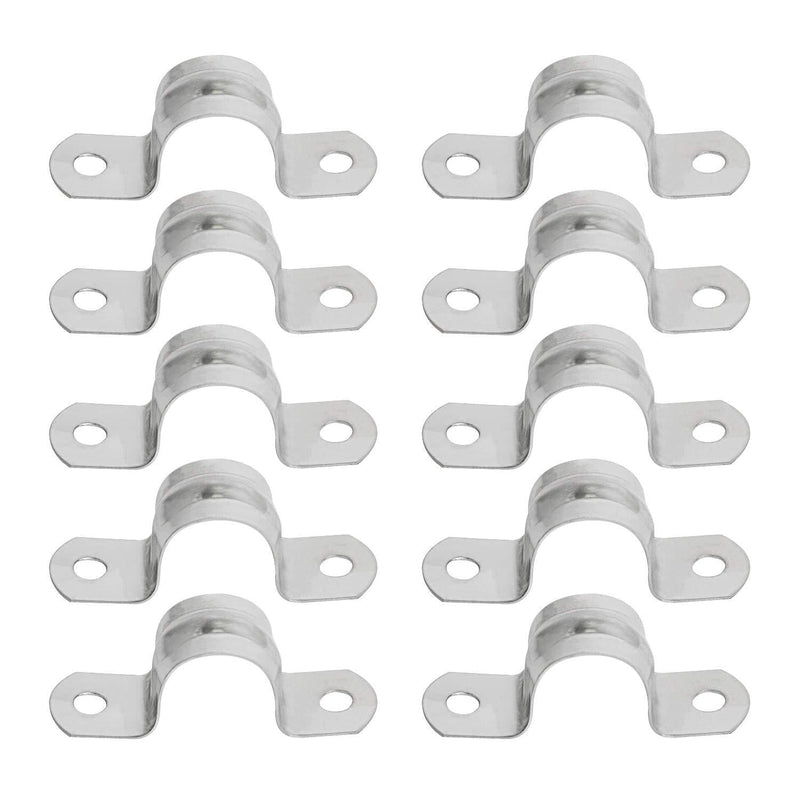 Aopin 20mm Rigid Pipe Strap Clamp 2 Holes Strap U Bracket Tube Strap Tension Clips 201 Stainless Steel, for Pipe Fixing, Silver, 10Pcs - NewNest Australia