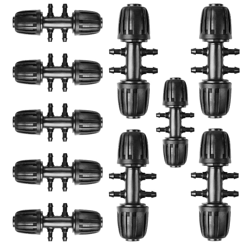 HOINCO Drip Irrigation 4 tee,10p drip Irrigation kit, Anti-Drop Irrigation Tube 1/3 inch Irrigation Tube,Barbed tee 1/3 inch to 1/4 inch Irrigation Tube, for Patio, Lawn, Farm and Garden(Black) 812BJ-10P - NewNest Australia