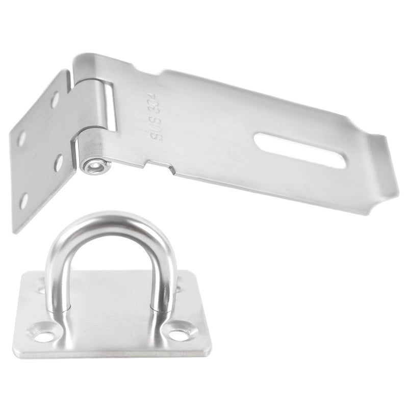Dluno Safety Door Hasp Padlock Latch Lock,SUS 304 Polished Brushed Surface,Hasp Lock Latch(4"/108cm) Thicken HaspLock Suitable for Doors,Sheds,Closets,Lockers(4"Hasp-Silver) 4"(Hasp Silver) - NewNest Australia