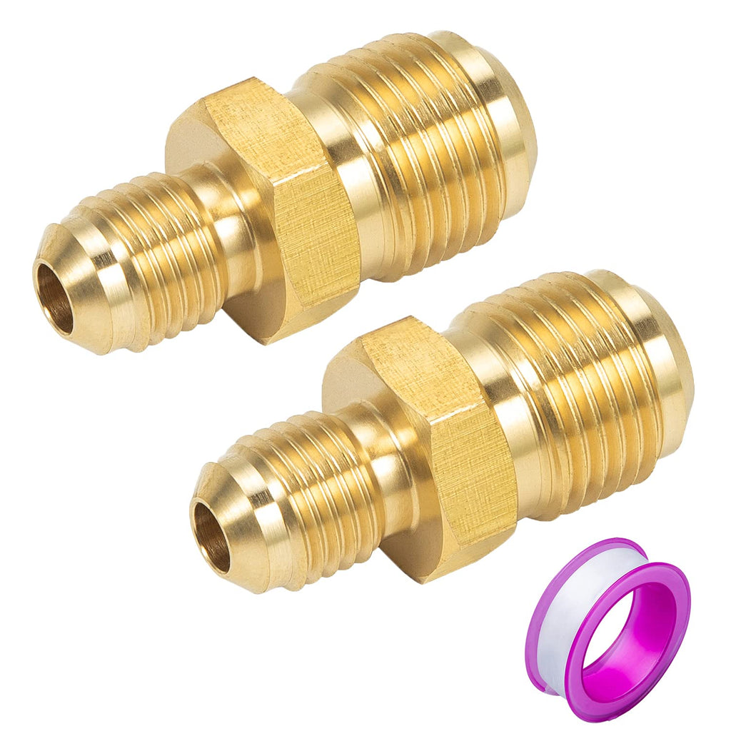 Breezliy 2 PCS Brass Tube Coupler Pipe Flare Fitting Union Connector Gas Adapter 3/8" Male Flare x 1/4 Inch Male Flare 2PCS 3/8 x1/4 - NewNest Australia