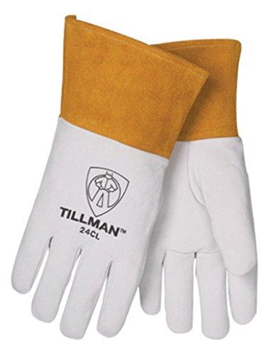 Tillman Medium 14" Pearl and Gold Premium Top Grain Kidskin Unlined TIG Welders Gloves with 4" Cuff and Kevlar Thread Locking Stitch (Carded) - NewNest Australia