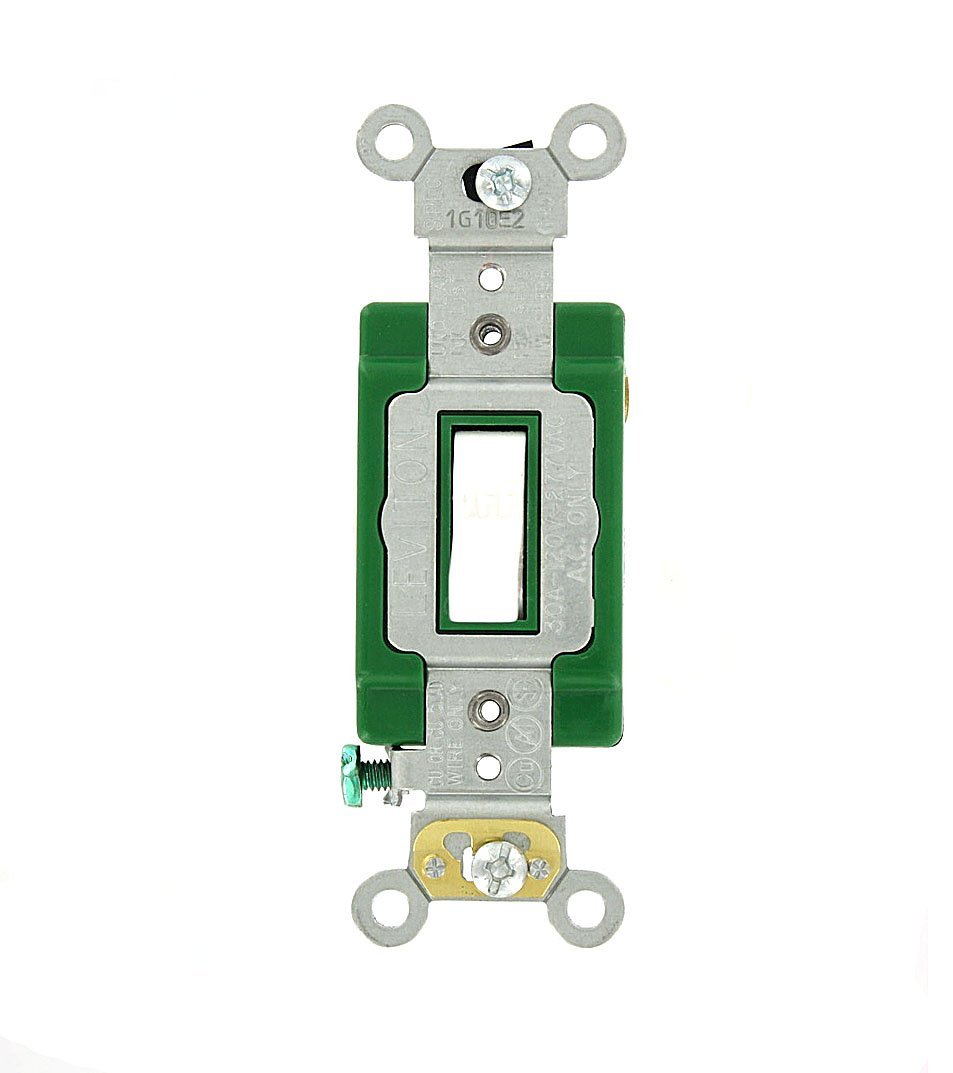 Leviton 3031-2W 30 Amp, 120/277 Volt, Toggle Single-Pole AC Quiet Switch, Extra Heavy Duty Grade, Self Grounding, White - NewNest Australia
