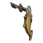 Purpledip Fish Shaped Antique Handcrafted Brass Padlock for Security,Big Sized (10277)