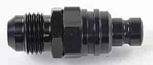 Quick Release Adapter, 3000 Series, Straight, 6 AN Male to Quick Release Plug, Valved, FKM Seal, Aluminum, Black Anodized, Each