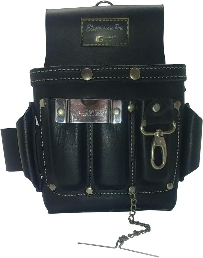 Leather Gold Heavy Duty Oil Tanned Electrician Tool Pouch 3401 with 10 Pockets (Black) - NewNest Australia