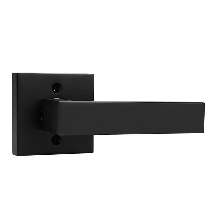 Probrico Matte Black Square French Doors Half-Dummy Handles, Heavy Duty Closet Balcony Pantry Hardware, Non-Turning Stainless Steel Single Dummy Levers(Exposed Screws, 4 Pack)