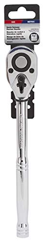 Edward Tools Quick Release Ratchet Handle 1/2” Drive - 10” Long - Heavy Duty Steel Construction - Quick release to Change Sockets - SAE/Metric